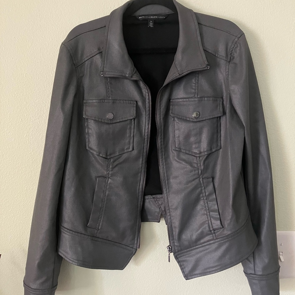 White House Black Market Dark Gray Silver Zip Up Jacket